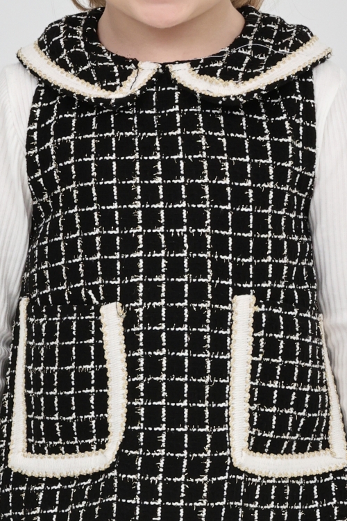 Kız Çocuk Şanel Kumaş Cepli  2li Elbise (Elbise+Bady Bluz)12175