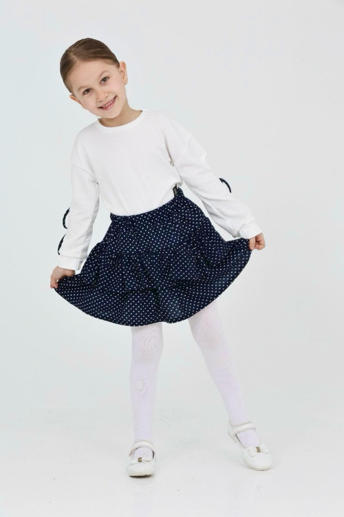 Kız Çocuk Süet Etekli 2li Elbise (Süet Kat Kat Etek+Bluz)12183