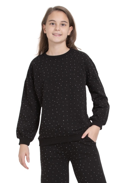 Kız Çocuk Taş Süslemeli Alt-Üst Takım-3 İplik 4-12 Yaş 12345