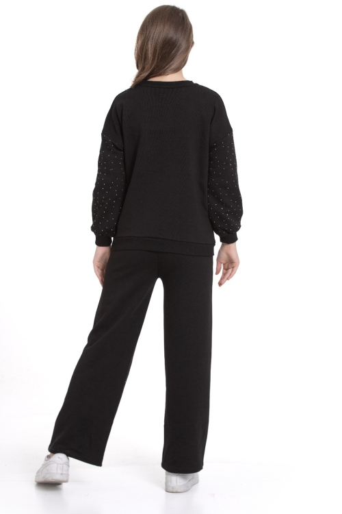 Kız Çocuk Taş Süslemeli Alt-Üst Takım-3 İplik 4-12 Yaş 12345