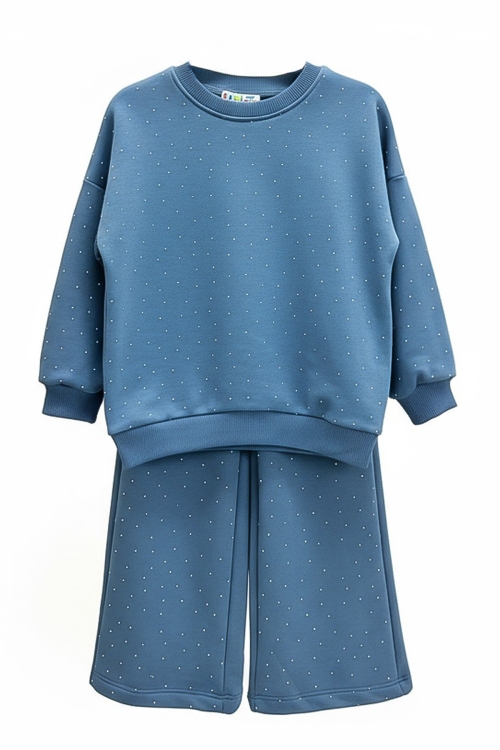 Kız Çocuk Taş Süslemeli Alt-Üst Takım-3 İplik 4-12 Yaş 12345