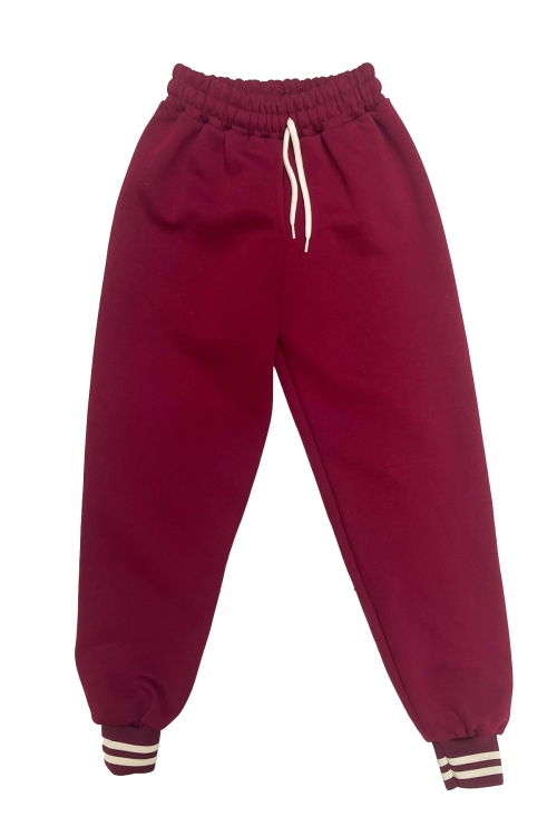 Kız Çocuk Taş Süslemeli Kapüşonlu Ribana Detaylı 3 İplik Alt-Üst Takım 12338