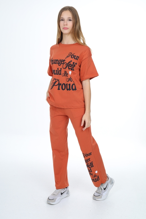 Kız Çocuk Yazı Baskılı Alt-Üst Takım 12150