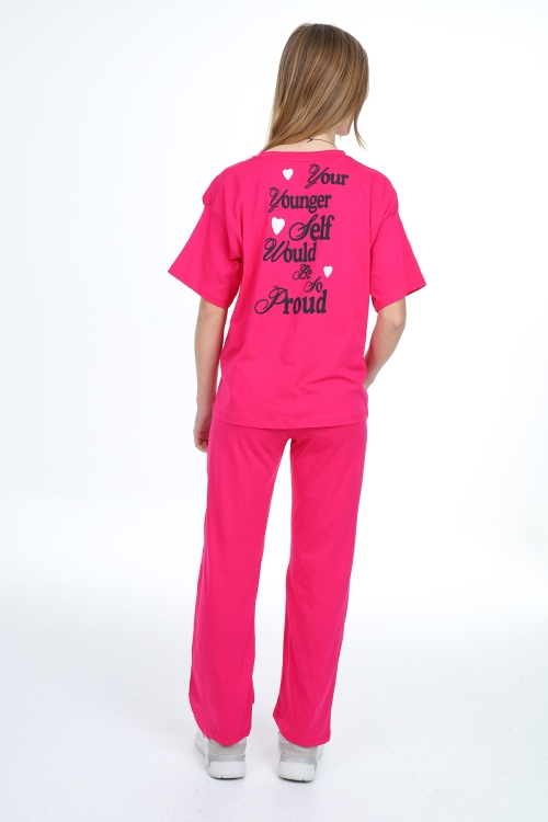 Kız Çocuk Yazı Baskılı Alt-Üst Takım 12150