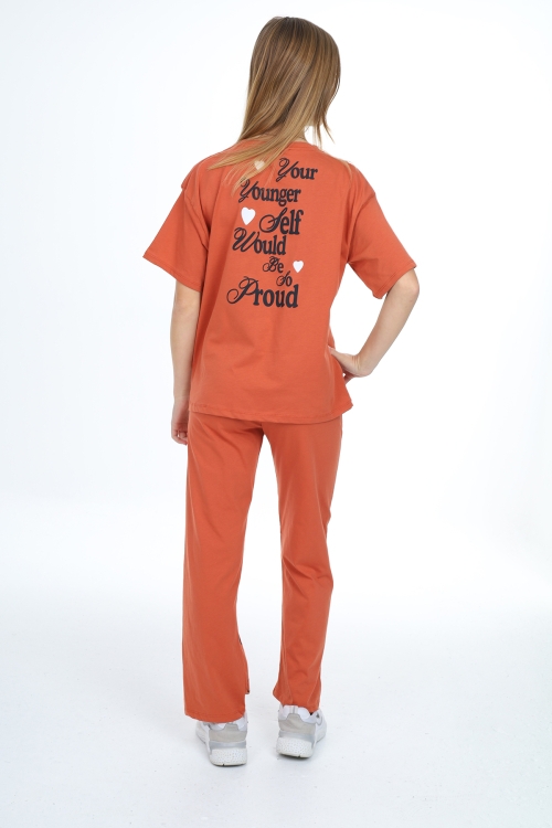 Kız Çocuk Yazı Baskılı Alt-Üst Takım 12150