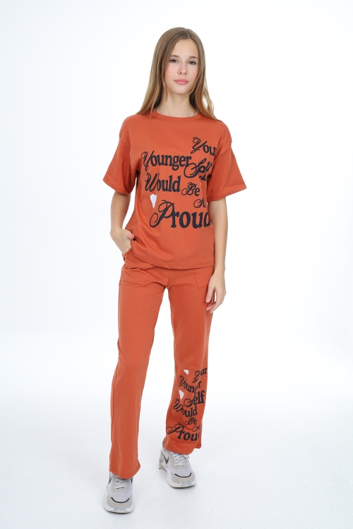 Kız Çocuk Yazı Baskılı Alt-Üst Takım 12150