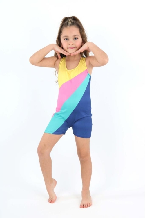 Kız Çocuk Yüzücü Şortlu Tek Parça Tulum Mayo Takımı 5-16 Yaş 12231