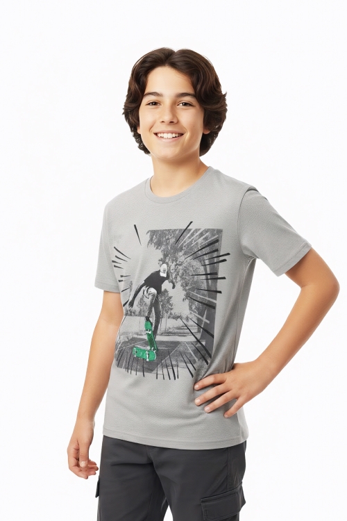 Erkek Çocuk %100 Pamuk T-Shirt-KayKay Baskılı-12-16 Yaş 12526