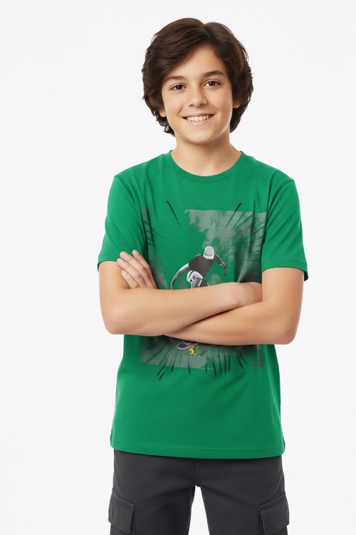 Erkek Çocuk %100 Pamuk T-Shirt-KayKay Baskılı-12-16 Yaş 12526