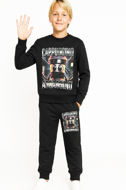 Erkek Çocuk 2 İplik Şardonsuz Alt-Üst Takım Dijital Baskılı 3-10 Yaş 12416