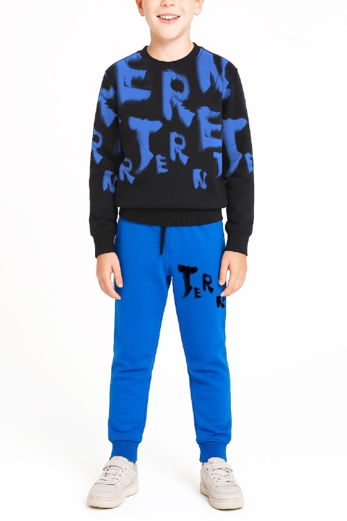 Erkek Çocuk 2 İplik Şardonsuz Alt-Üst Takım Yazı Baskılı 3-10 Yaş 12413