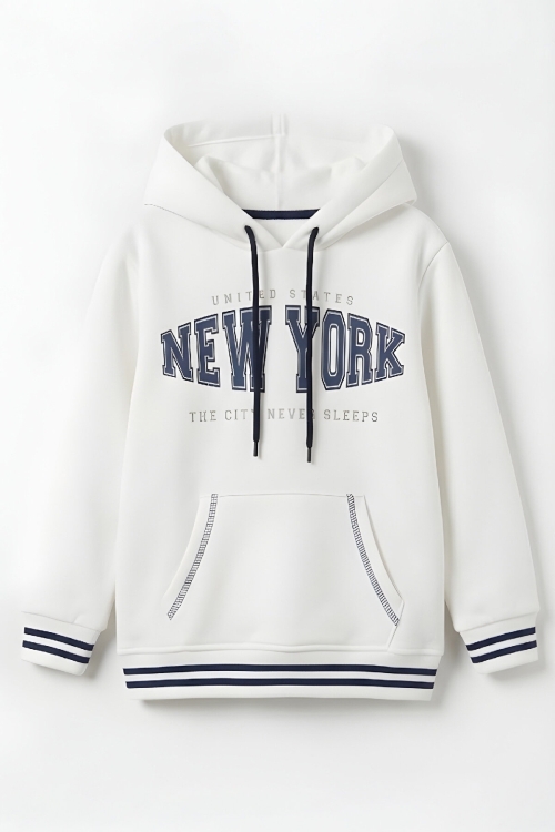 Erkek Çocuk 3 İplik Kapüşonlu Kanguru Cepli Baskılı Sweatshirt 12329