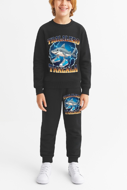 Erkek Çocuk 3 İplik Şardonlu Alt-Üst Takım Görsel Baskılı 3-10 Yaş 12412