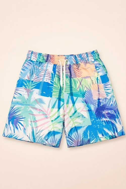 Erkek Çocuk Deniz&Havuz Şortu-Fermuar Cepli ve Desenli 4-15 Yaş 12612B