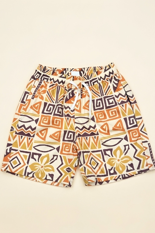 Erkek Çocuk Deniz&Havuz Şortu-Fermuar Cepli ve Desenli 4-15 Yaş 12612B