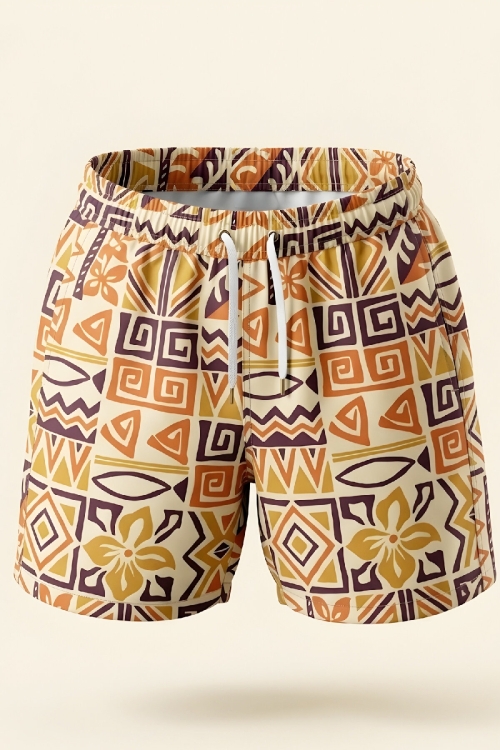 Erkek Çocuk Deniz&Havuz Şortu-Fermuar Cepli ve Desenli 4-15 Yaş 12612B