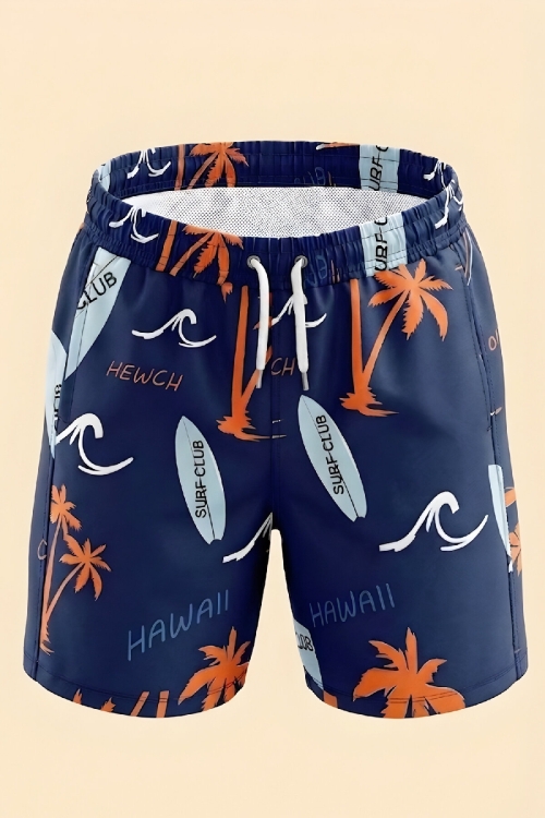 Erkek Çocuk Deniz&Havuz Şortu-Fermuar Cepli ve Desenli 4-15 Yaş 12612B