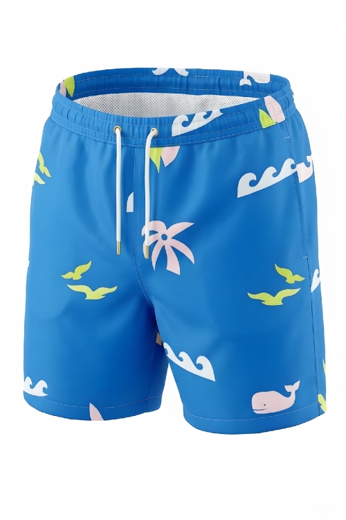Erkek Çocuk Fermuar Cepli ve Desenli Deniz&Havuz Şortu 4-15 Yaş 12613B