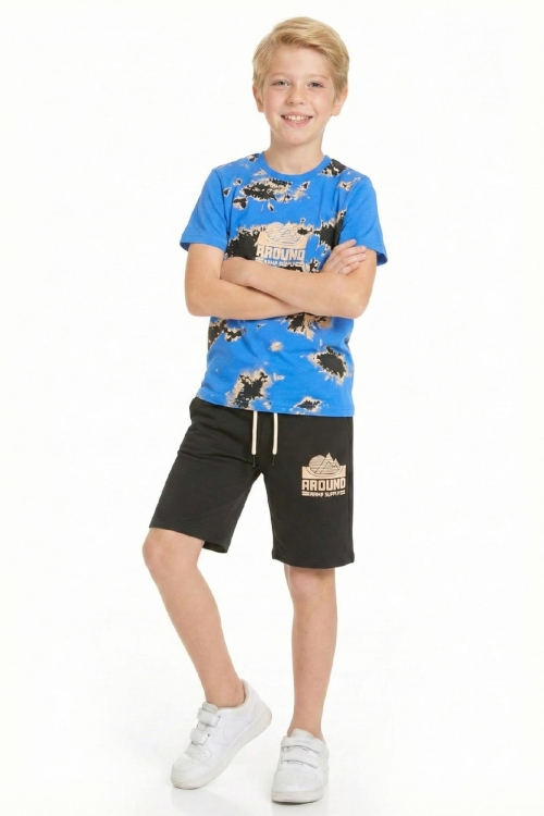 Erkek Çocuk Görsel Tasarımlı ve Kaprili Alt-Üst Takım 3-10 Yaş 12554