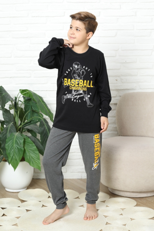Erkek Çocuk Pijama Takımı %100 Pamuk İnterlok Kumaş 12447
