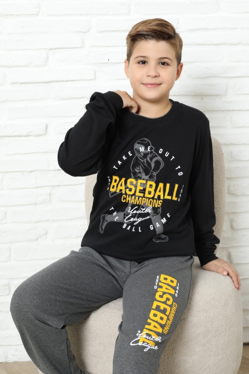Erkek Çocuk Pijama Takımı %100 Pamuk İnterlok Kumaş 12447