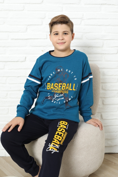 Erkek Çocuk Pijama Takımı %100 Pamuk İnterlok Kumaş 12447