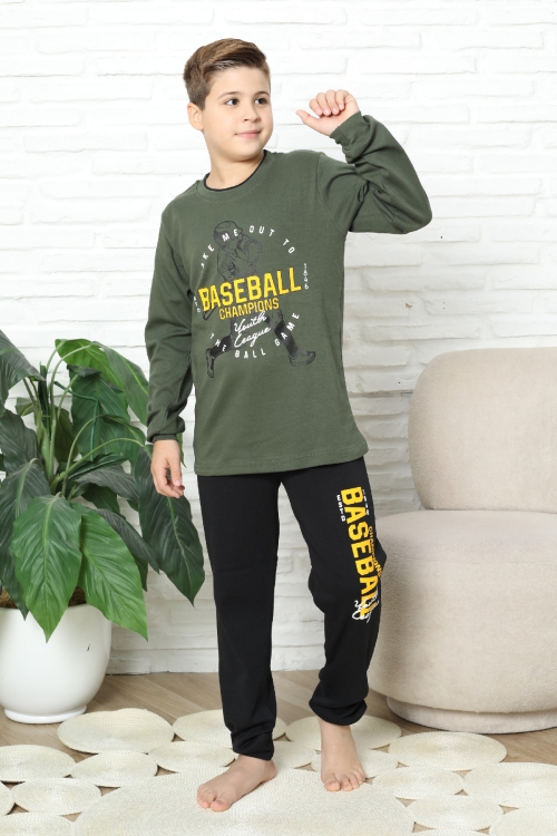 Erkek Çocuk Pijama Takımı %100 Pamuk İnterlok Kumaş 12447