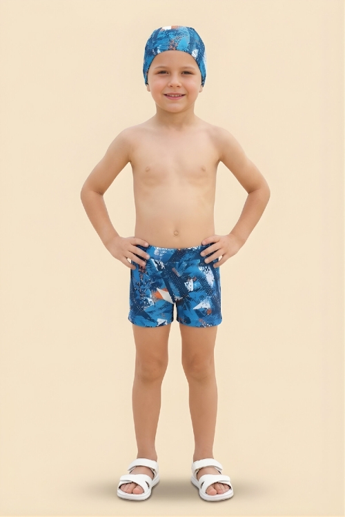 Erkek Çocuk Şortlu Ve Boneli Mayo Takımı (Şort+Bone) 2-7 Yaş 12595B