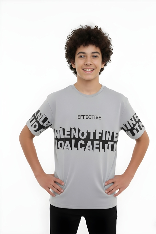Erkek Çocuk T-Shirt--Geniş Kalıp-Yazı Baskılı-12-16 Yaş 12527