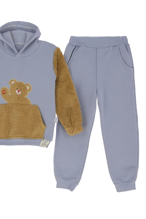 Erkek Çocuk Welsoft Kumaş 2li Takım (Kapüşonlu Sweat+Polar Alt) 12377