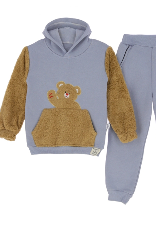 Erkek Çocuk Welsoft Kumaş 2li Takım (Kapüşonlu Sweat+Polar Alt) 12377