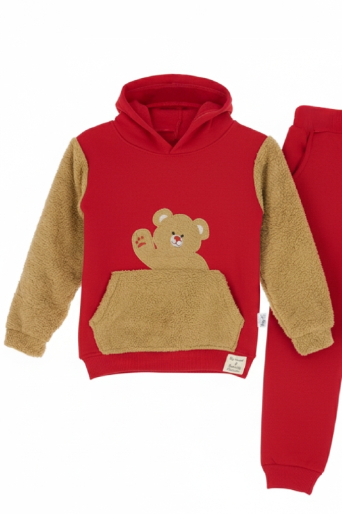 Erkek Çocuk Welsoft Kumaş 2li Takım (Kapüşonlu Sweat+Polar Alt) 12377