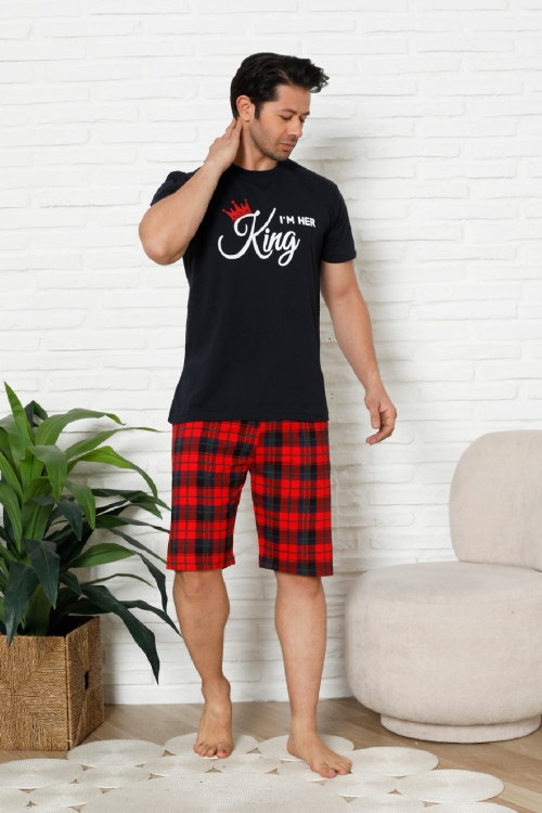 Erkek Pijama Takımı - Ekose Altlı (Diz Boyu) - 12425