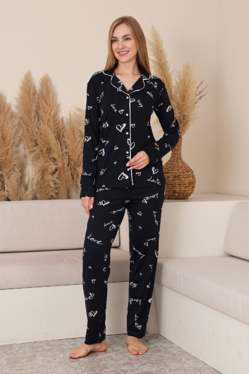 Kadın %100 Pamuk Milan Soft Kumaş Pijama Takımı 12423