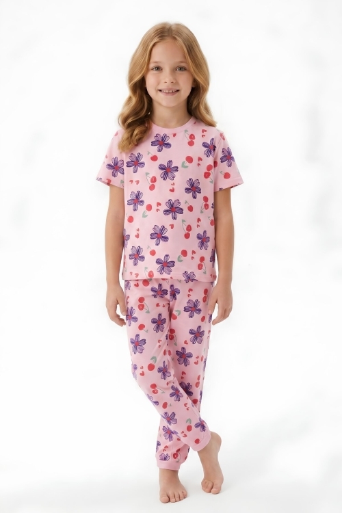 Kız Çocuk %100 Pamuk Pijama Takımı 8-13 Yaş 12698IS