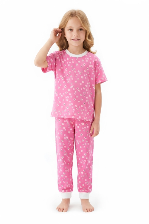 Kız Çocuk %100 Pamuk ve Baskılı Pijama Takımı 3-8 Yaş 12720IS