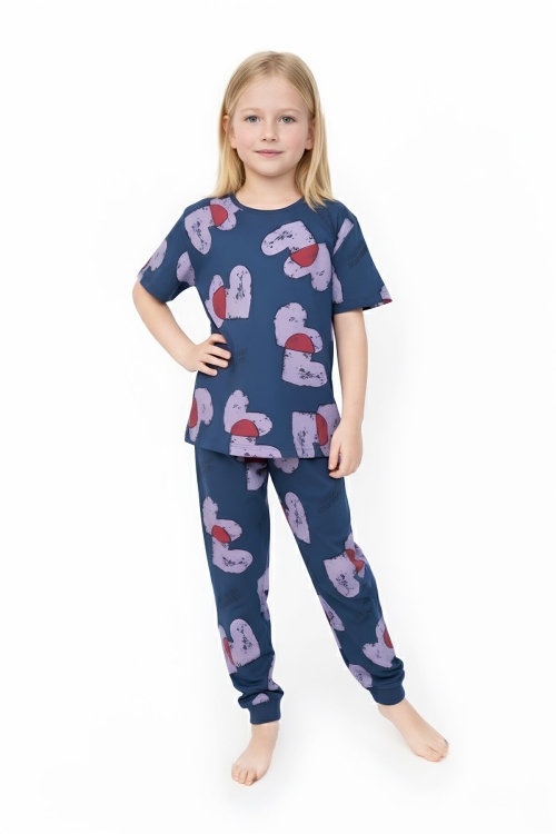 Kız Çocuk %100 Pamuk ve Baskılı Pijama Takımı 3-8 Yaş 12720IS
