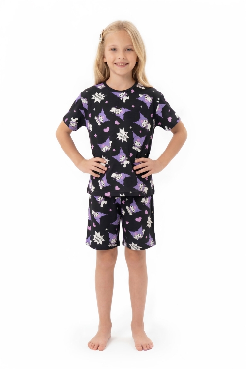 Kız Çocuk %100 Pamuk Ve Şortlu Pijama Takımı 8-13 Yaş 12721IS