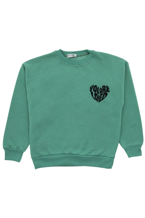 Kız Çocuk 3 İplik Şardonlu-Arkası Baskılı Sweatshirt 12-16 Yaş 12396