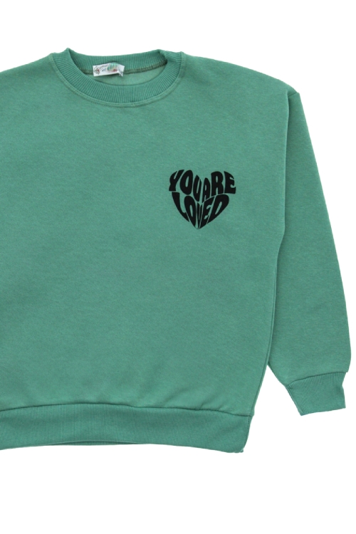 Kız Çocuk 3 İplik Şardonlu-Arkası Baskılı Sweatshirt 12-16 Yaş 12396