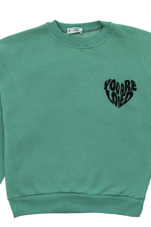 Kız Çocuk 3 İplik Şardonlu-Arkası Baskılı Sweatshirt 12-16 Yaş 12396