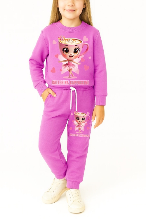 Kız Çocuk 3 İplik Şardonlu Görsel Baskılı Alt-Üst Takım-3 -10 Yaş 12410