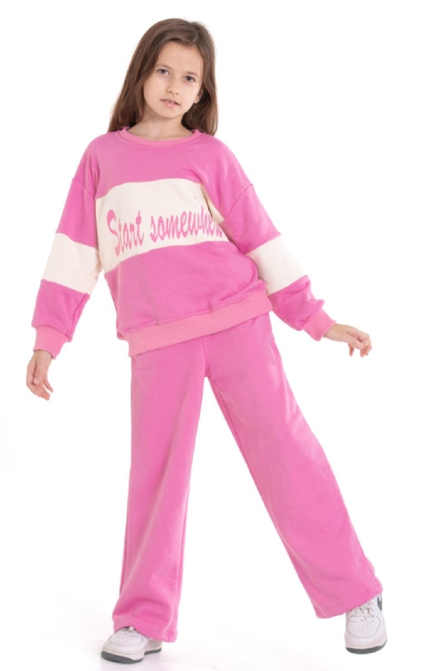 Kız Çocuk 3 İplik ve Şardonsuz Eşofman Takımı 5-9 Yaş 12487