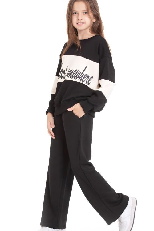 Kız Çocuk 3 İplik ve Şardonsuz Eşofman Takımı 5-9 Yaş 12487