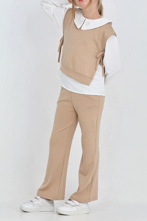 Kız Çocuk 3lü Takım (Pantolon+Yelek+Bluz) 12429