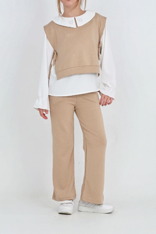 Kız Çocuk 3lü Takım (Pantolon+Yelek+Bluz) 12429