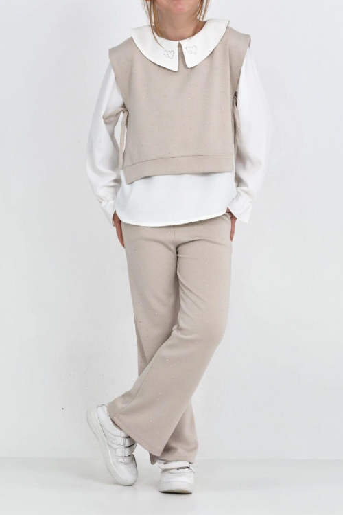 Kız Çocuk 3lü Takım (Pantolon+Yelek+Bluz) 12429