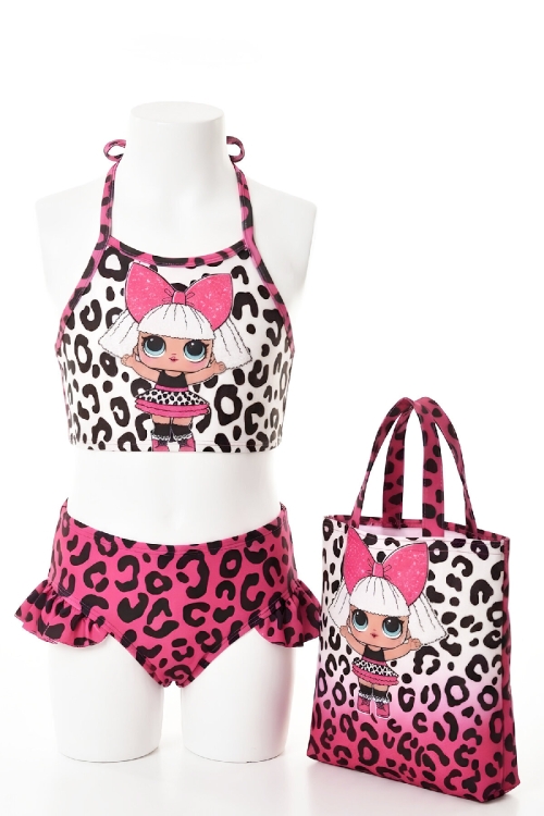 Kız Çocuk Çantalı 3lü Mayo Takımı (Çanta+Mayo+Bikini) 3-10 Yaş 12649N