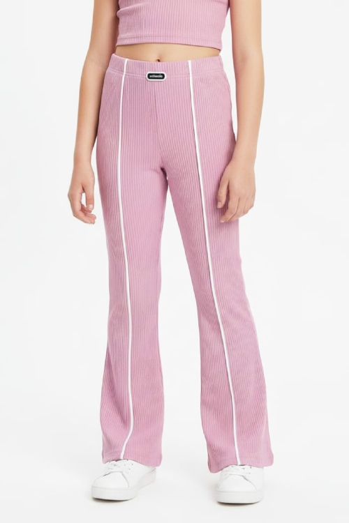 Kız Çocuk Fitilli ve Beyaz Çıma Detaylı Eşofman Altı- 5-15 Yaş 12462