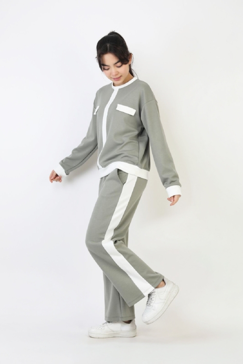 Kız Çocuk Garni Detaylı ve Geniş Paçalı Alt-Üst Takım 12502